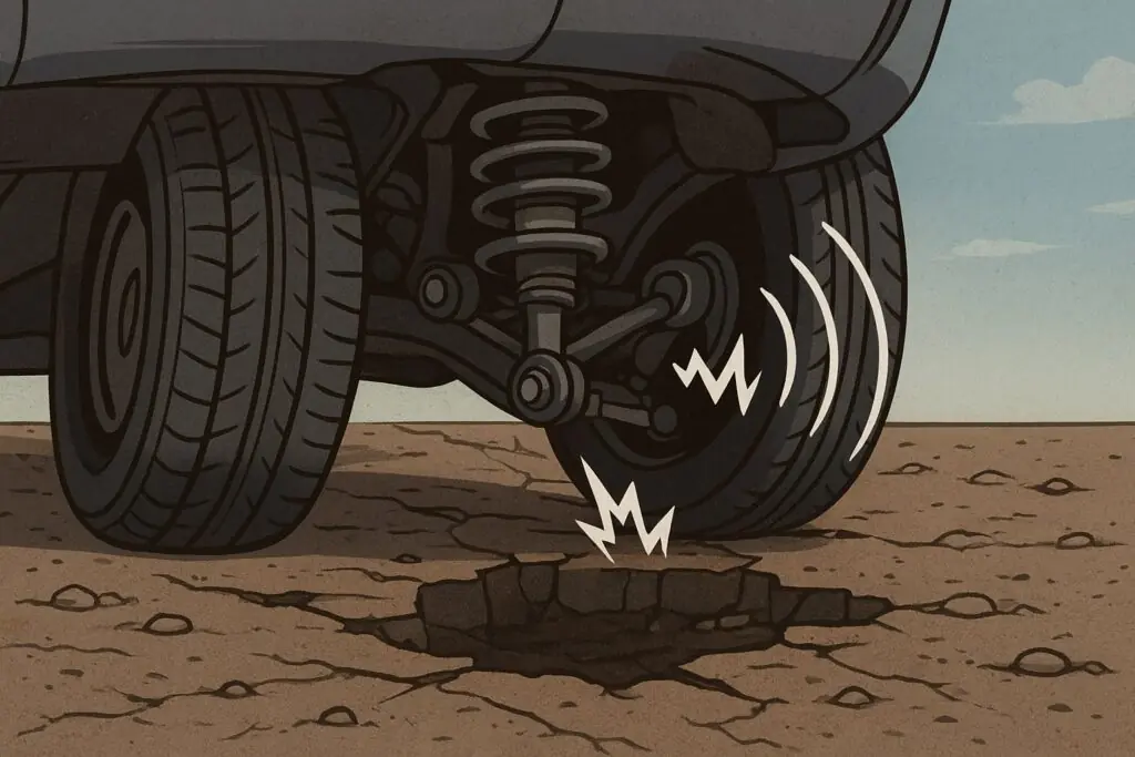 kaki kaki mobil bunyi saat jalan rusak kotabaru