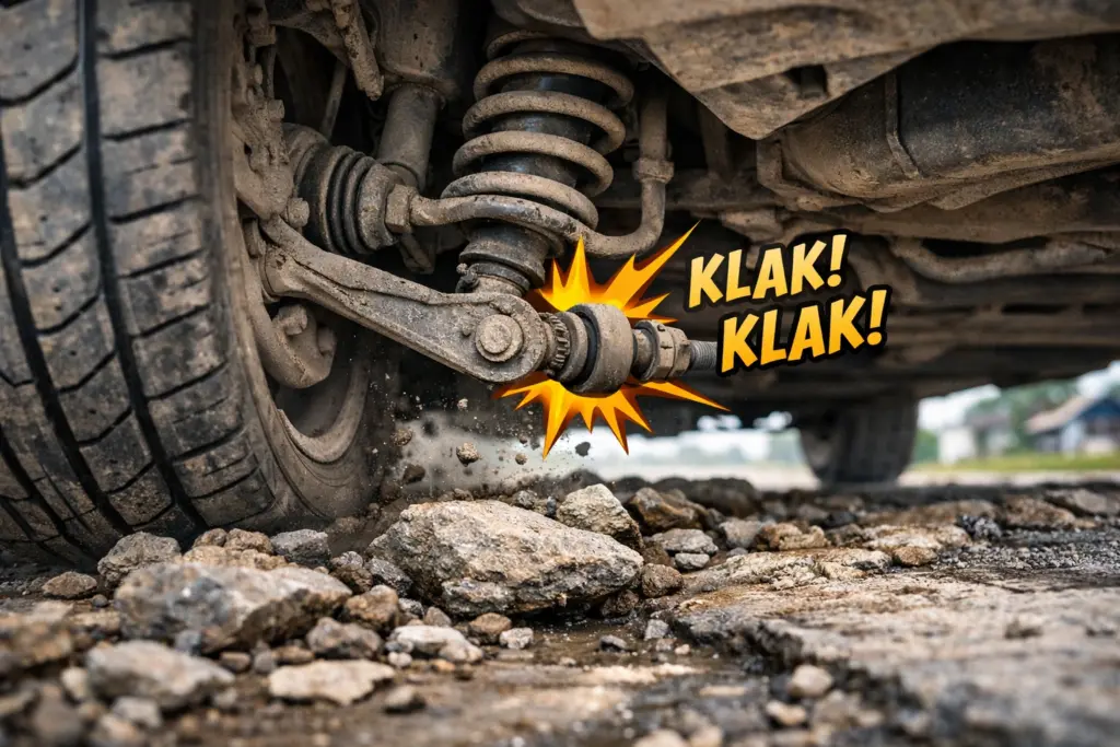 kaki kaki mobil bunyi saat jalan rusak siantan hilir